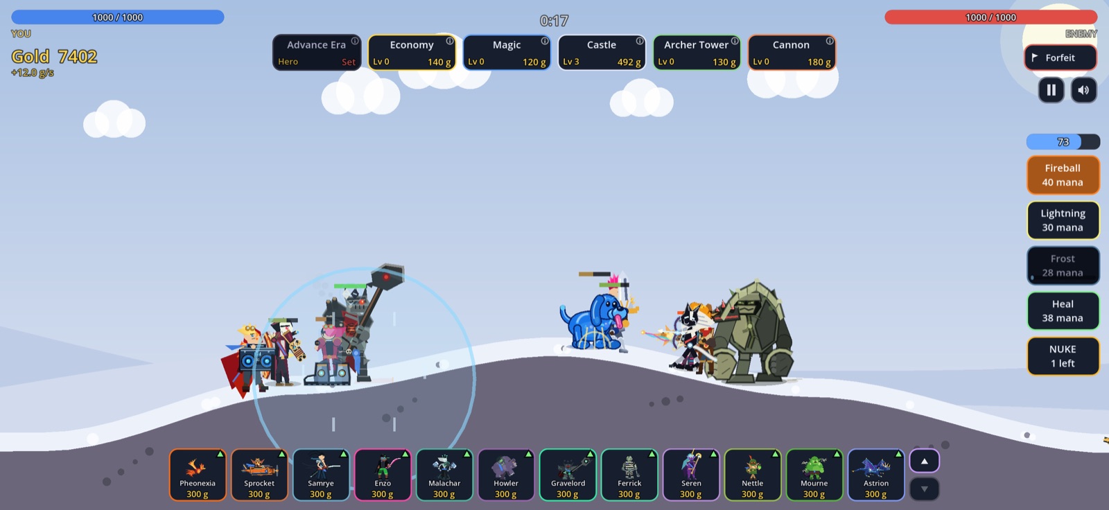 Hero Era champions clash on Frostpeak inside a frost nova