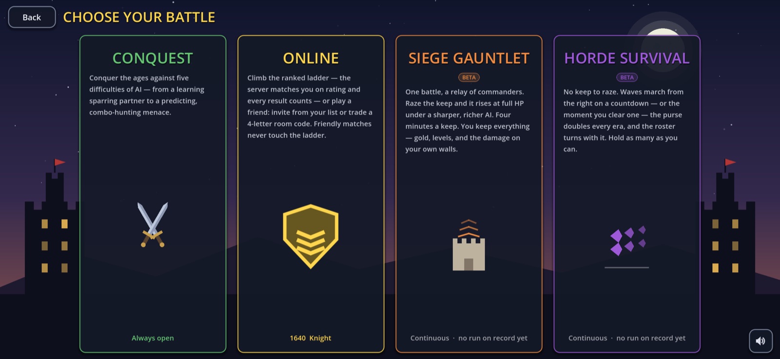 Choose your battle: Conquest, Siege Gauntlet, Horde Survival and Online doors